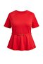 Kırmızı Peplum Reglan Kol Kısa Kollu Aksesuar Detaylı İnterlok Örme Bluz TBBSS26AF00179 - 3