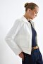 White Stitching Detailed Zippered Cotton Oversize Gabardine Jacket Twoaw27Ce00011 - 2