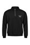 Large Size Black Oversize Fleece Inside Embroidered Zipper High Neck Sweatshirt Tmnaw27Ao00007 - 5