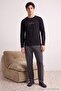 Black Regular Slogan Printed 100% Cotton Knitted Pajama Set Tmnaw27Pt00001