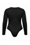 Siyah Bisiklet Yaka Slim/Vücuda Oturan Çıt Çıtlı Esnek Örme Body TBBAW27CS00019 - 6