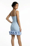 Women's Rope Strap Lined Skirt Satin Draped Short Crepe Dress - 4