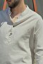 Men's Regular Fit Mandarin Collar Cotton Linen-Look Shirt 24INPG07 - 5