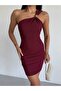 A Quality Ottoman Fabric Mini Dress with Shoulder Buckle