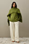 Hair Braid Knitted Sweater Oil Green - 2