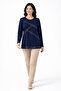 Women's Middle Age and Above Laser Print Patterned Mother Combed Cotton Blouse 30581 - 3