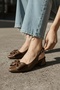 Fita Bowknot Brown (4 cm Heel) Pointed Toe Heeled Shoes - 3