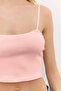 Square Neck Thin Strap Basic Crop Top - 3