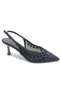 Feles Tulle Stone Detailed Open Back Stiletto Heeled Women's Shoes Black