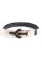 Beige Oval Buckle Woven Belt