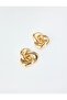 Gold Color Big Flower Figured Shiny Earrings - 2