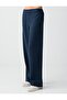 Navy Blue Normal Waist Regular Leg Pocket Detail Long Trousers - 4