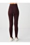 Acı Kahve Slim Fit High Waist Elastic Leg Knitted Tights - 5