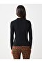 Black Slim Fit Crew Neck Long Sleeve Knitted Blouse - 5