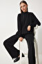 Women's Black Elegant Knit Sweater Pants Set MU00012 - 3