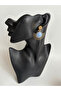 Gold Color Blue Dangle Sun Earrings (4.5 cm) - 5