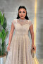 Lace Sequin Fabric Midi Dress - Beige - 4