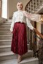 Elastic Waist Skirt with Stones 1401 - Claret Red - 2