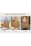 African Girl Patterned Linen Beach-Shoulder and Shopping Bag- 54X38 cm - 7