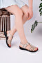 Women's Beige Velvet Wedged Heel Orthopedic Sandals - 3