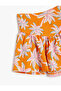 Palm Print Pleated Skirt - Elastic Waist - 3