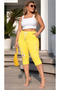 Plus Size Elastic Waist Lace-Up Gathering High Waist Floral Embroidery Slim Fit Cotton Women's Capri