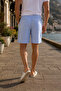 Men's Summer Synthetic Linen High Waist Elastic, Loose Fit Shorts C348 - 4