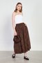 Women's floral embroidered long voile skirt - bitter brown - 4