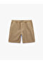 Straight Fit Cotton Jean Shorts with Pockets and Tie Waist - 3