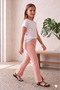 Girl's Tights with Stone Slit Detail - Salmon