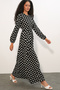 1525 Women's Long Knitted Polka Dot Dress - P. Black - 4
