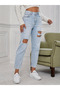 Women's Distressed Detail Mom Fit Jeans