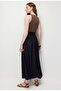 4880 women's belted plaid skirt with slit - navy blue - 2