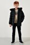 Plush Lined Faux Fur Collar Removable Hooded Winter Coat Boy's Coat 5761906 - 3