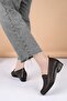 14421 Brown Chain Pattern Genuine Leather Heeled Women's Shoes - 3