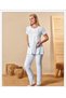 Maternity Short Sleeve Buttoned Pajama Set with Classic Lace Detail Hospital Release 24-53 - 3