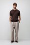 Brown Comfort Slim Polo Collar Men's Knitwear T-Shirt - 4