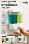 1 Pcs Adhesive Wall Mounted Kitchen Manual Liquid Soap Dispenser Double Compartment 1000 ml Refillable M-55 - 2