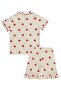 Strawberry Patterned Pajama Set with Shorts for 6-9 Years Old - Ivory - 3