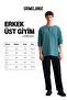 Lorenzo Men's Special Rustic Textured 100% Organic Cotton Button Detailed Regular Green Sweatshirt - 8
