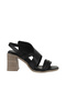 Black Leather Women's Heeled Sandals 01Wy3705 - 2
