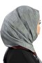 Cotton Silk Shawl - Striped Hologram - Gray Burgundy - 3