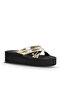 Gold Shiny Mirror Women's Wedge Heeled Slippers 26Wt614536 - 3