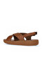 Tan Dark Leather Women's Wedge Heeled Sandals 01Wy2302 - 4