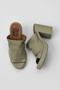 Khaki Leather Women's Heels Slipper 01Wy12306 - 5
