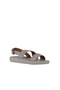 Gray Leather Women's Flat Sandals 01Wy2300 - 2