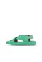 Green Dark Leather Women's Flat Sandals 01Wa2603 - 3