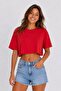 Women's Crop T-Shirt Oversize Loose Basic Short Sleeve Sports Casual Summer Tshirt