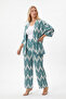 Patterned Kimono Cardigan 2-Piece Top and Bottom Set Wrinkled Fabric Summer 2Xl-6Xl Oversize - 3