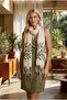 Women's Olive Lace Printed Cotton Scarf - 4